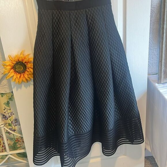 Noir Sachin & Babi Quilted Black Box Pleat Mesh Top Sequin Midi Dress Size 4 - Picture 8 of 16